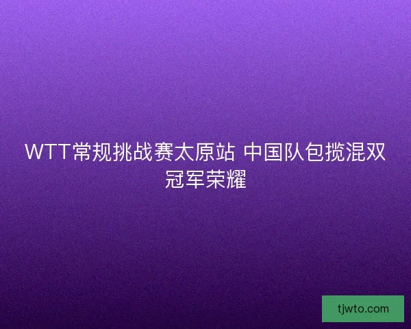 WTT常规挑战赛太原站 中国队包揽混双冠军荣耀